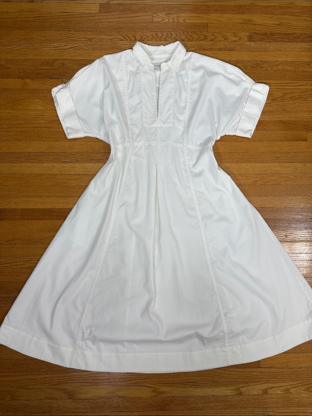 Women's White V-Neck Midi Dress